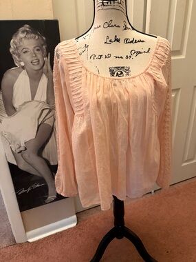 Lucky Brand Peach Gauze Peasant Blouse M